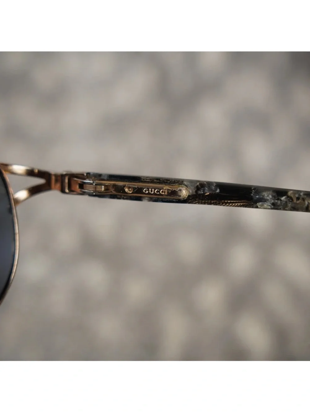 Vintage Gucci Metal Oval Eyeglasses Frames Only Adult 55-18 Gold Flecked Marbled